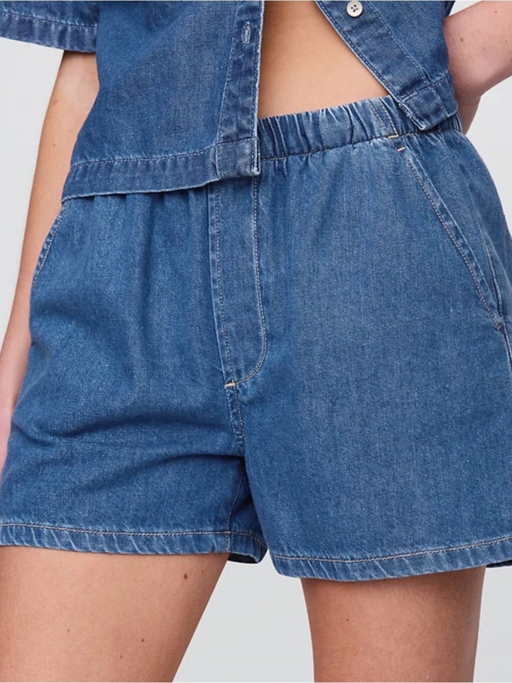 GAP Classic Blue Elastic-Waist Denim Shorts